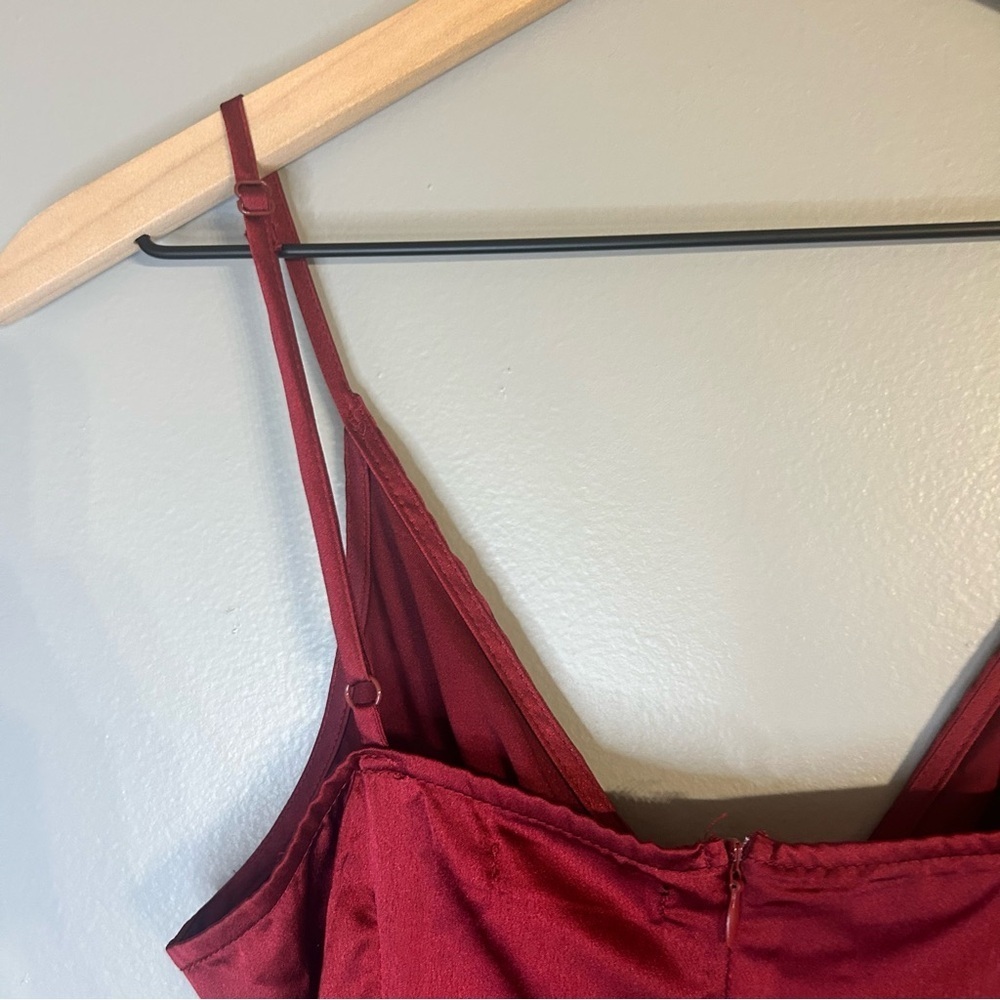 Nasty Gal Burgundy Love at First Sight Wrap Dress, Size 6 - Picture 10 of 11